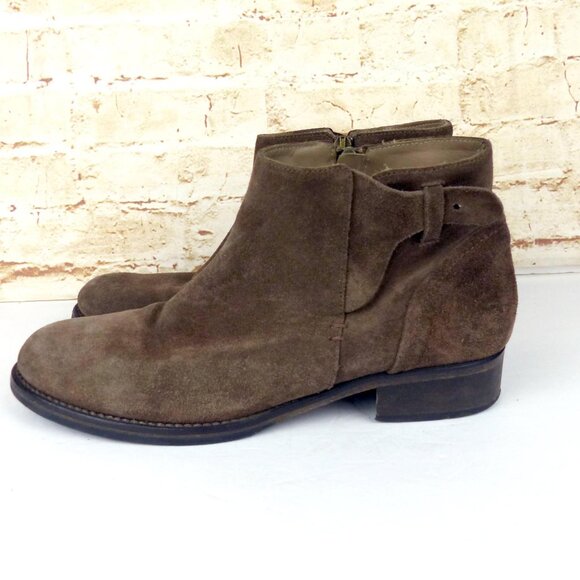 Italeau Waterproof Suede Leather Ankle Bootie Women 9 US 39.5 Brown Strap FLAW - Picture 6 of 13